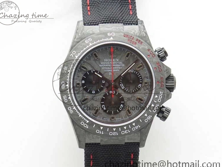1218 WrinkleFree Daytona DIW Carbon OMF Best Edition Carbon Black Dial Red Hand on Black Nylon Strap A 2846